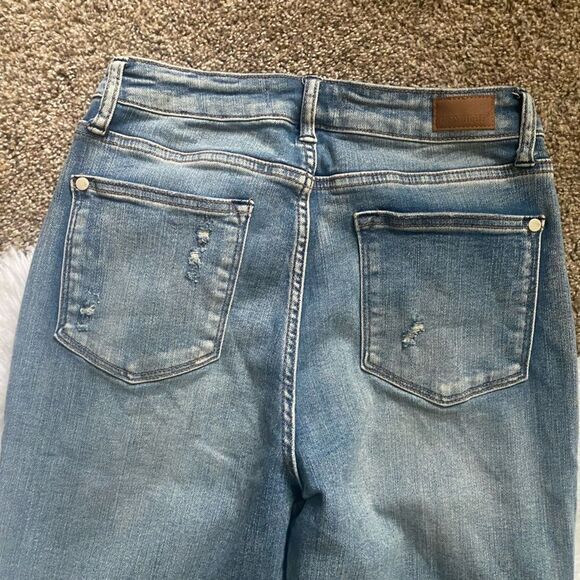 Judy Blue Boyfriend Fit Jeans Distressed Womens Size 7 28 Stretchy Raw Ankle - Picture 4 of 10